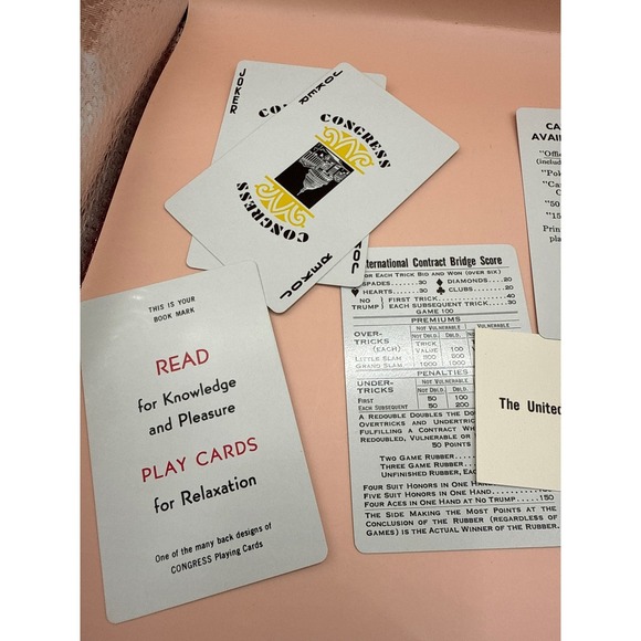 Vintage‎ Congress Bridge Card Set Needlepoint US Naval Officer Meeting Set - Picture 5 of 10